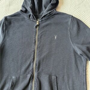 All Saints Charcoal Zip-Up Hoodie